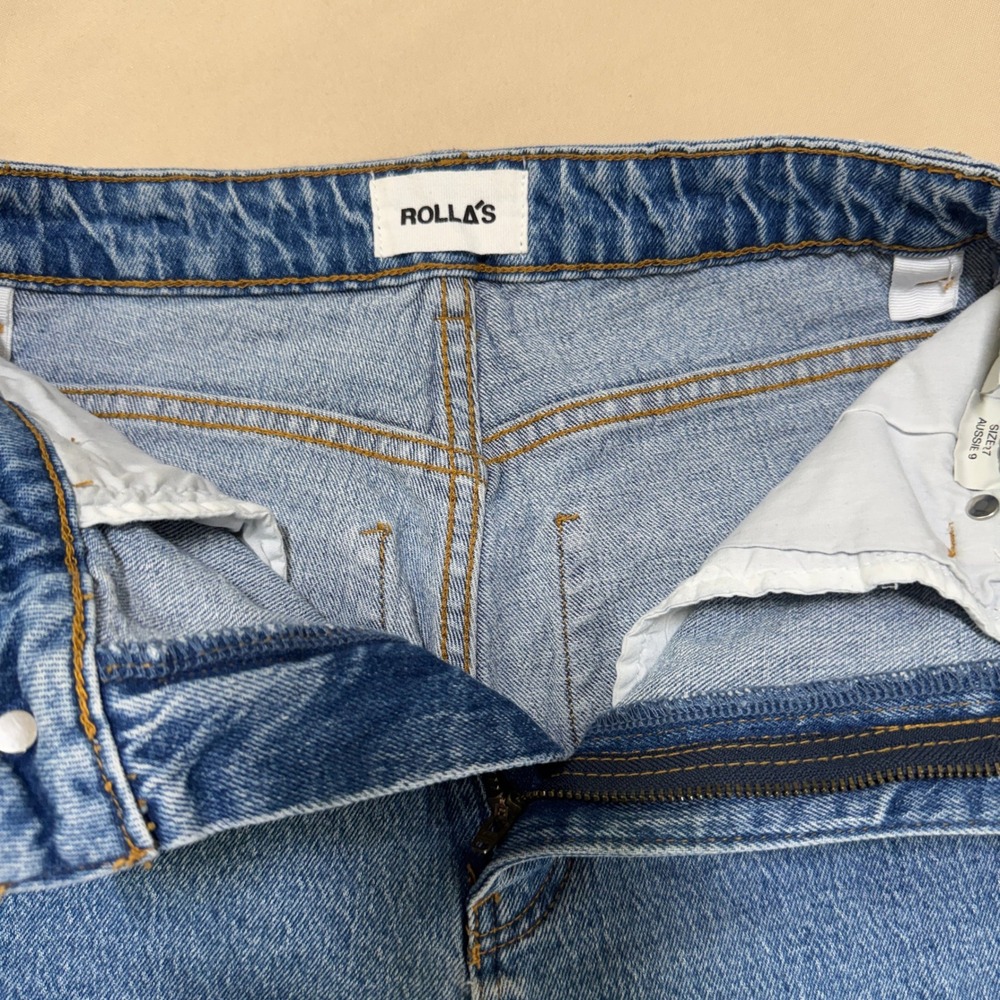 Rollas Dusters High Rise Slim Straight Leg Jeans Blue Size 27 Retro Classic EUC - Picture 11 of 15